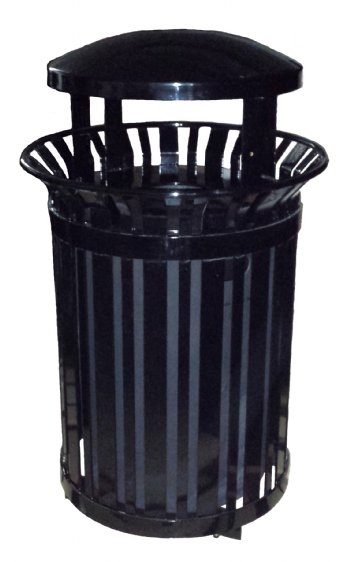 SRTR-37 - Steel Trash Receptacle with Covered Pitch In Top